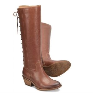 NEW Sofft Sharnell Heel Boot Lace-up Knee Bourbon Brown Leather 6.5